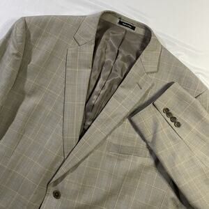 Pronto Uomo Platinum Blazer 54L Wool Blend Glen Plaid Sport Coat Window Pane